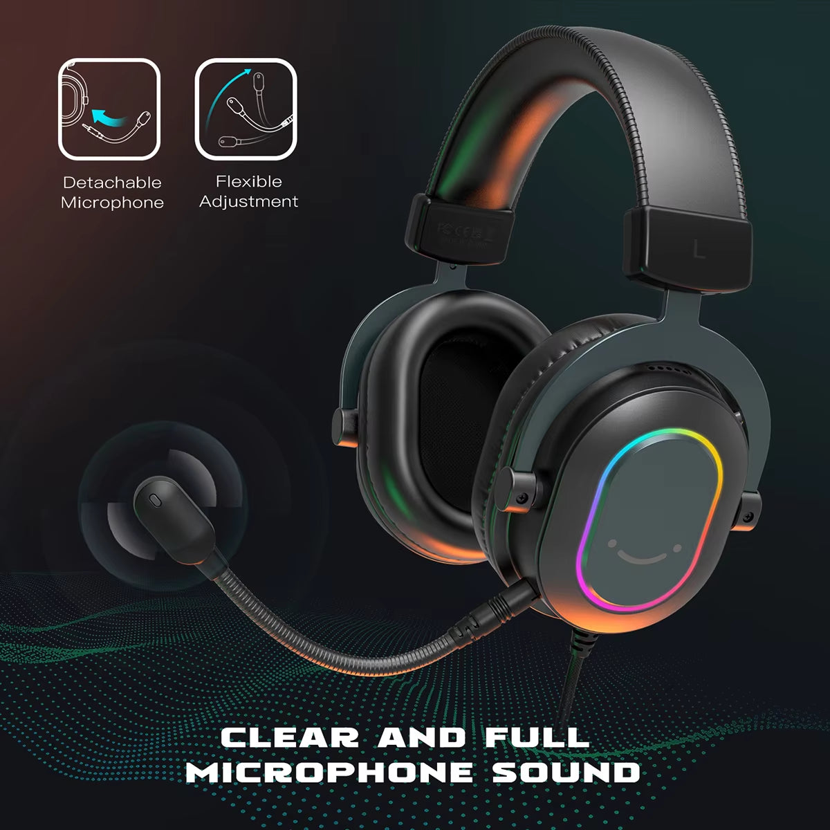 Dynamic RGB Gaming Headset with Mic Over-Ear Headphones